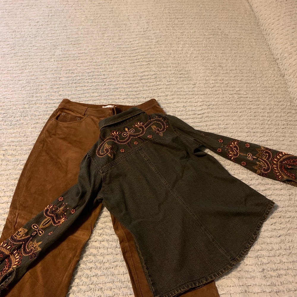 Jean Jacket and Suede Pants set